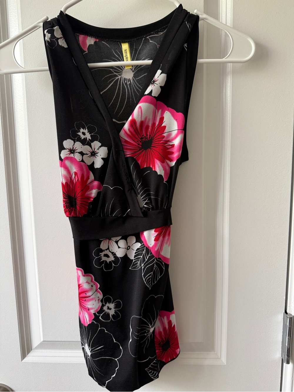 Tempted Black Shirt with Pink and White Floral Print